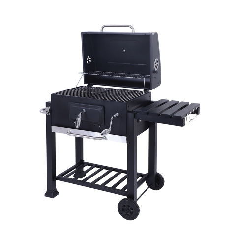 Kolgrill med lock, justerbar grillgaller och hjul Grilla Kampanj