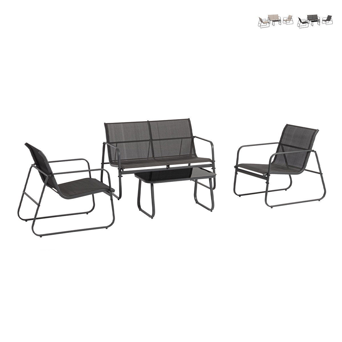 Modern loungeset för trädgården, soffa, 2 fåtöljer och bord, Bizzotto Gonzalo Erbjudande