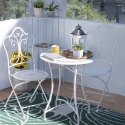 Uteset Provence Breakfast: Bord och 2 vita järnstolar Erbjudande