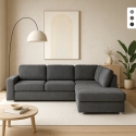Modern 3-sits soffa med schäslong till höger i chenilletyg Zafin Kampanj