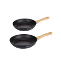 Set med 2 svarta non-stick aluminiumpannor med trähandtag Fuji Kampanj
