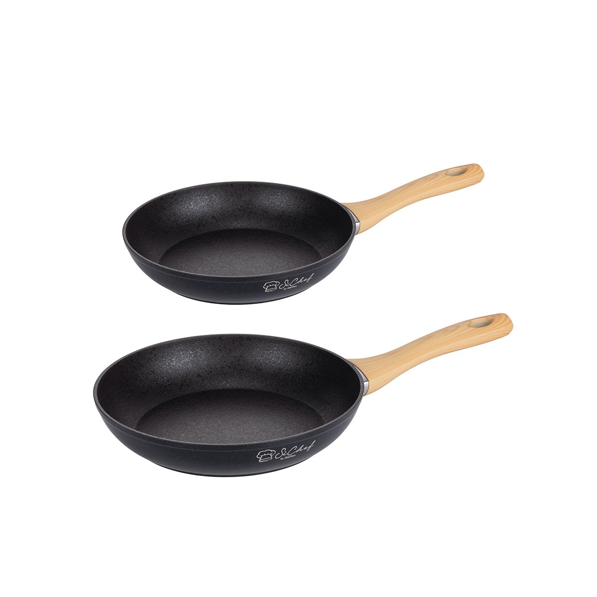 Set med 2 svarta non-stick aluminiumpannor med trähandtag Fuji Kampanj Set med 2 svarta non-stick aluminiumpannor med trähandtag Fuji Kampanj