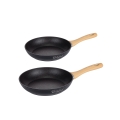 Set med 2 svarta non-stick aluminiumpannor med trähandtag Fuji Kampanj
