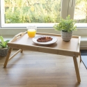 Hopfällbar sängbricka för frukost med handtag i bambu Kona Försäljning