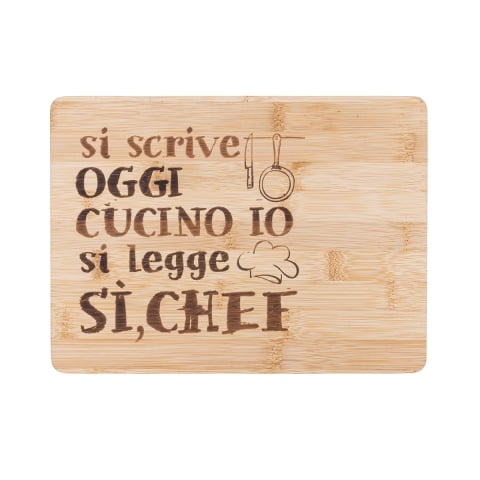 Träskärbräda 27x20 cm Si scrive oggi cucino io, si legge Sì Chef Kampanj