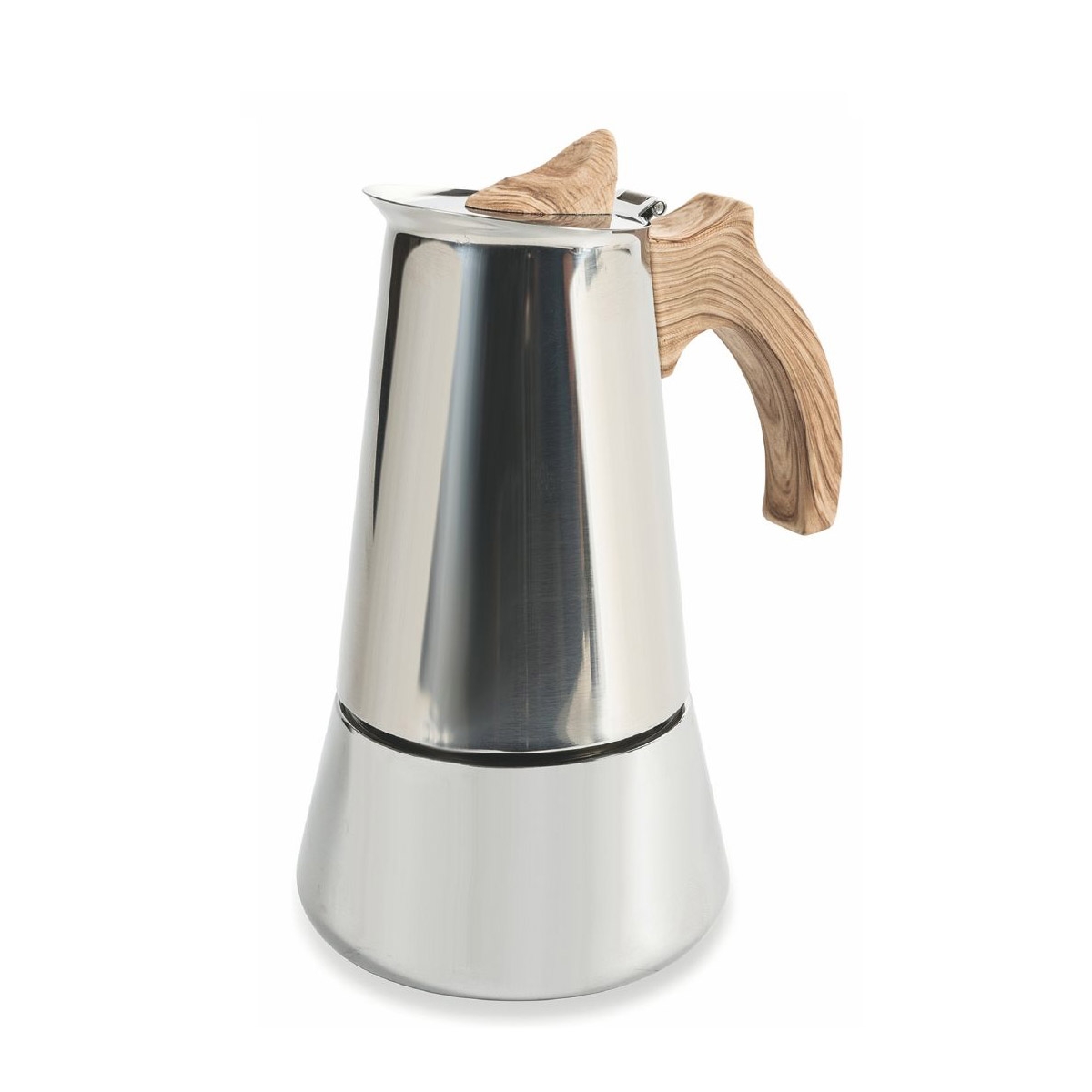 Espressobryggare moka 6 koppar rostfritt stål träeffekt handtag Riko Kampanj Espressobryggare moka 6 koppar rostfritt stål träeffekt handtag Riko Kampanj