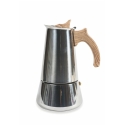 Espressobryggare moka 6 koppar rostfritt stål träeffekt handtag Riko Rabatter