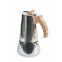Espressobryggare moka 6 koppar rostfritt stål träeffekt handtag Riko Katalog