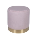 Cylindrisk designpuff i sammetsimitation med guldband Ostara Egenskaper