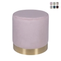 Cylindrisk designpuff i sammetsimitation med guldband Ostara Erbjudande