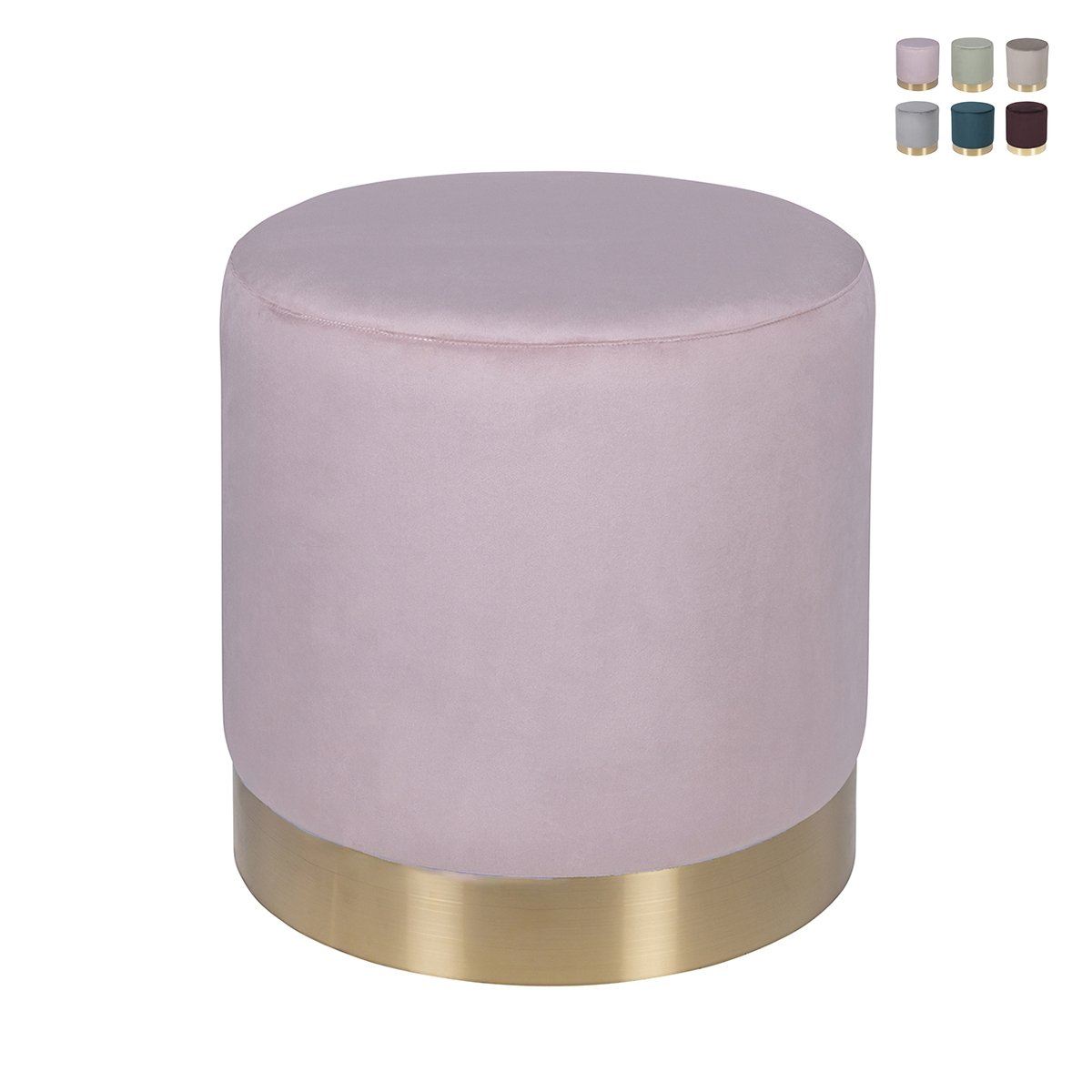 Cylindrisk designpuff i sammetsimitation med guldband Ostara Erbjudande Cylindrisk designpuff i sammetsimitation med guldband Ostara Erbjudande