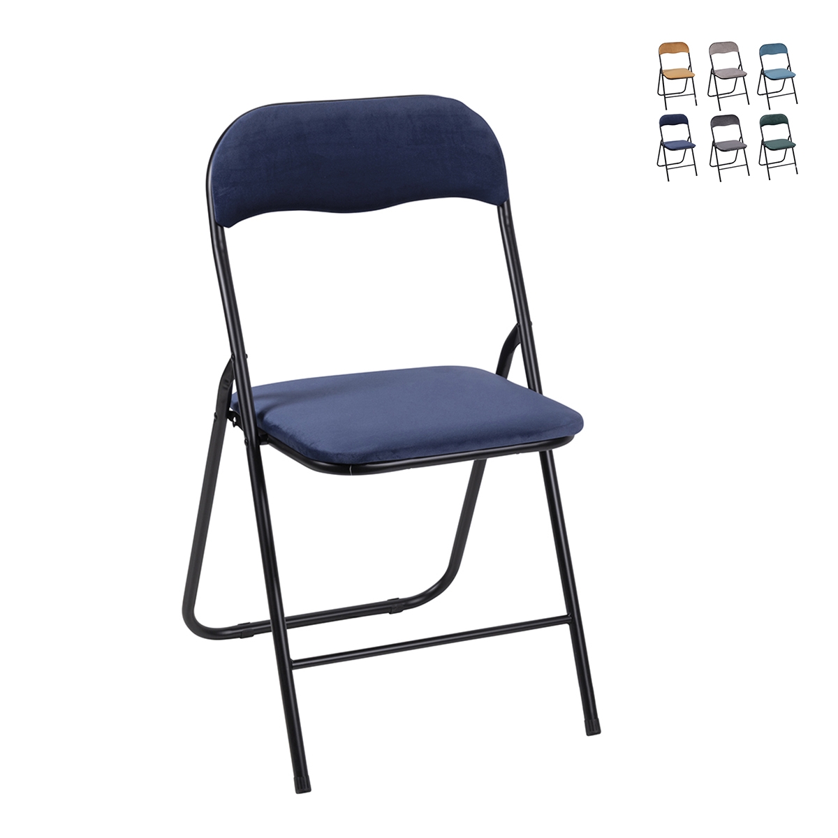 Set med 6 hopfällbara stolar med vadderad sits i sammetslook Pexis