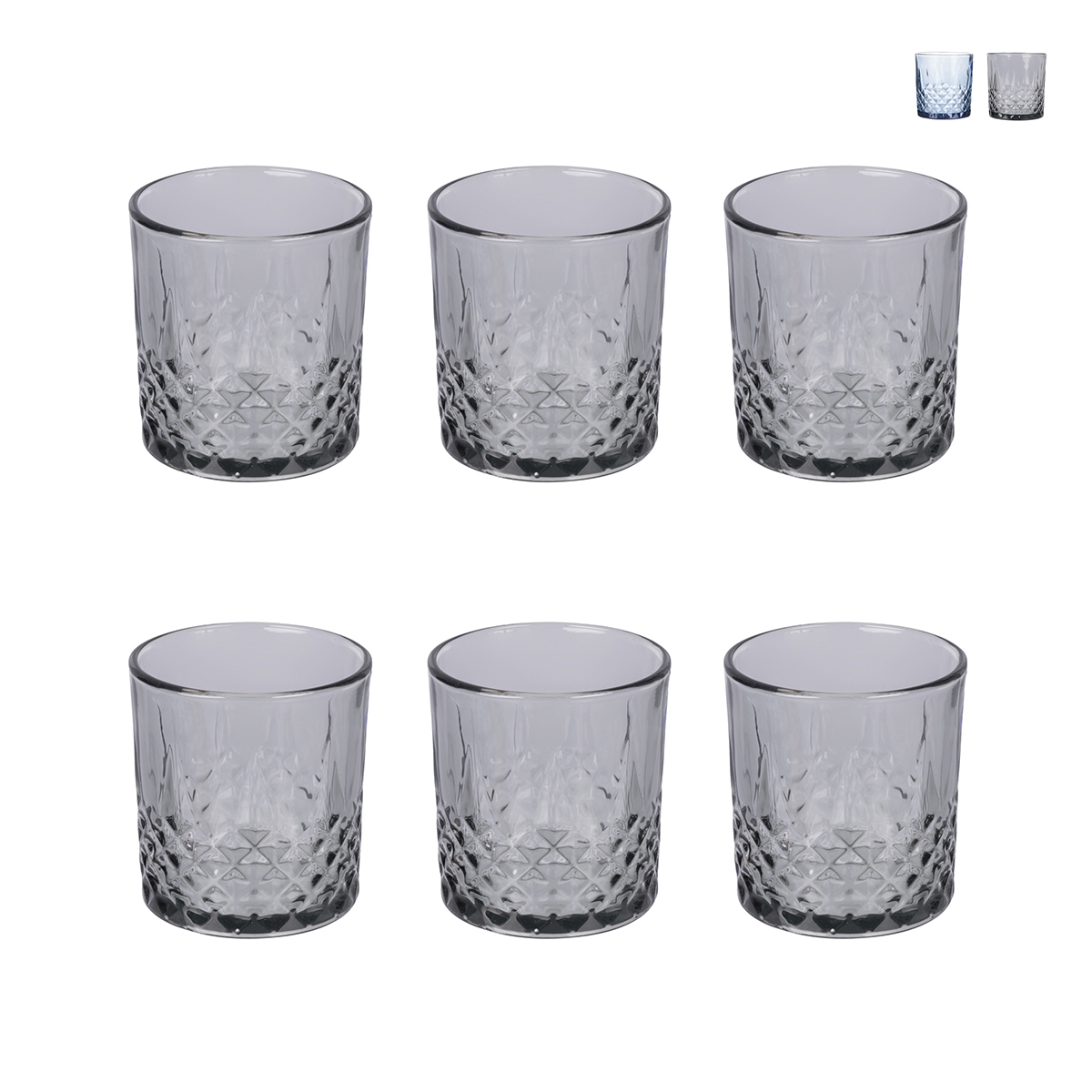 Set om 6 glas, 340 ml, med dekorerad yta Edinburgh Kampanj
