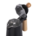 Moka kaffebryggare svart 6 koppar i aluminium med trähandtag Industry Försäljning