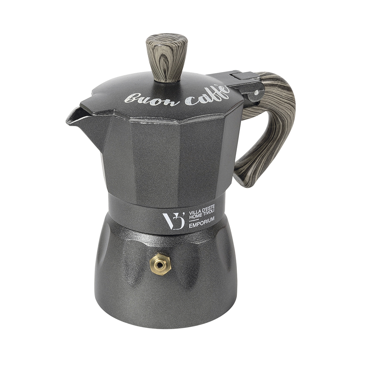 Mokabryggare för 6 koppar kaffe med träeffekthandtag Buon Caffè Kampanj