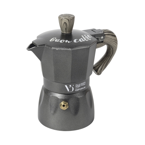 Mokabryggare 3 koppar i aluminium med träeffekt handtag Buon Caffè Kampanj