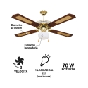 Takfläkt 4 blad med belysning och omvänd funktion 70W Windy Erbjudande