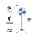 Golvfläkt, kryssbas 3 hastigheter 45 W 133 cm ArticFresh Pris