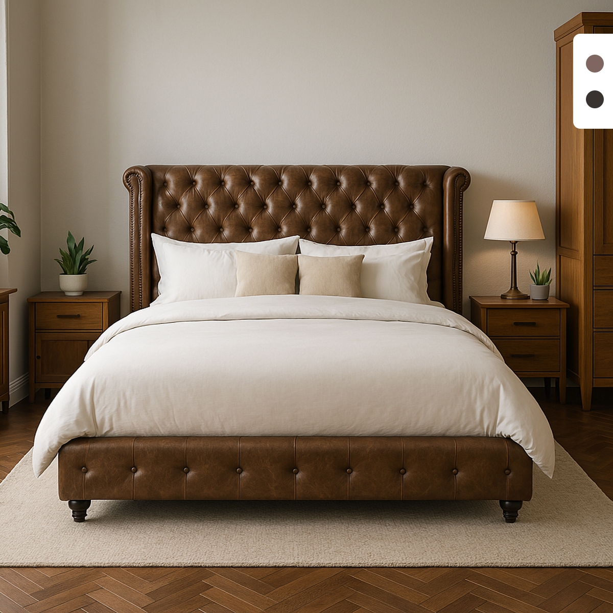 Dubbelsäng Chesterfield 160x190cm i konstläder Chur