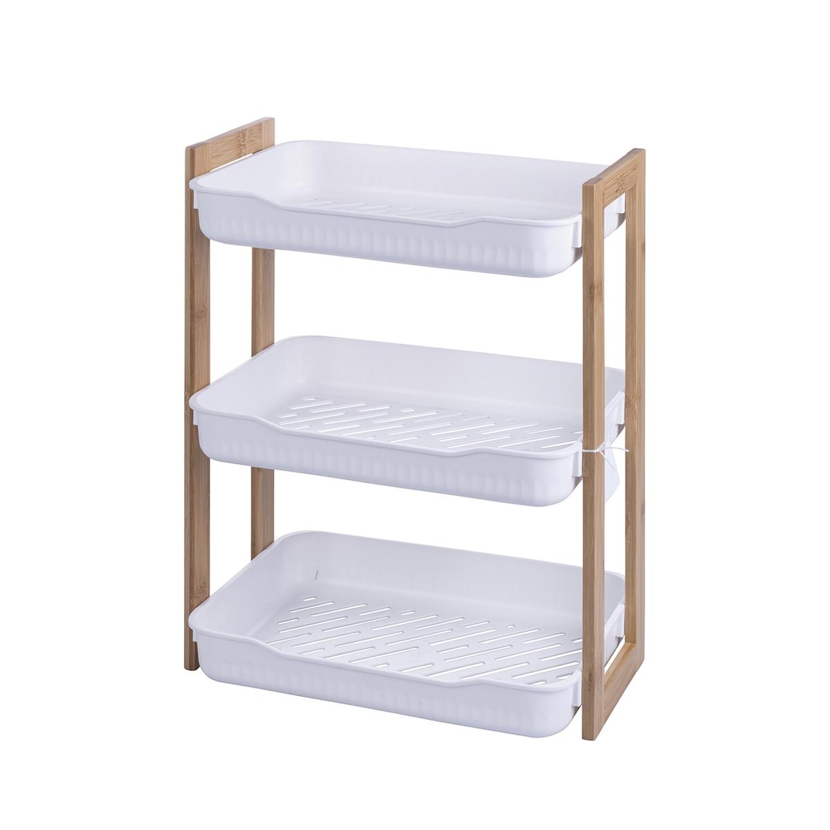Mobilhylla 3 hyllplan i trä och plast 35x20,5x45 cm Senia
