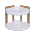 Aliva hörnhylla för dusch i trä med 2 plastplan 23x23x27cm Kampanj