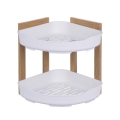 Aliva hörnhylla för dusch i trä med 2 plastplan 23x23x27cm Kampanj