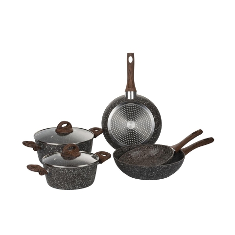 Kastrullset 7 delar non-stick träeffekt handtag Dakota Kampanj