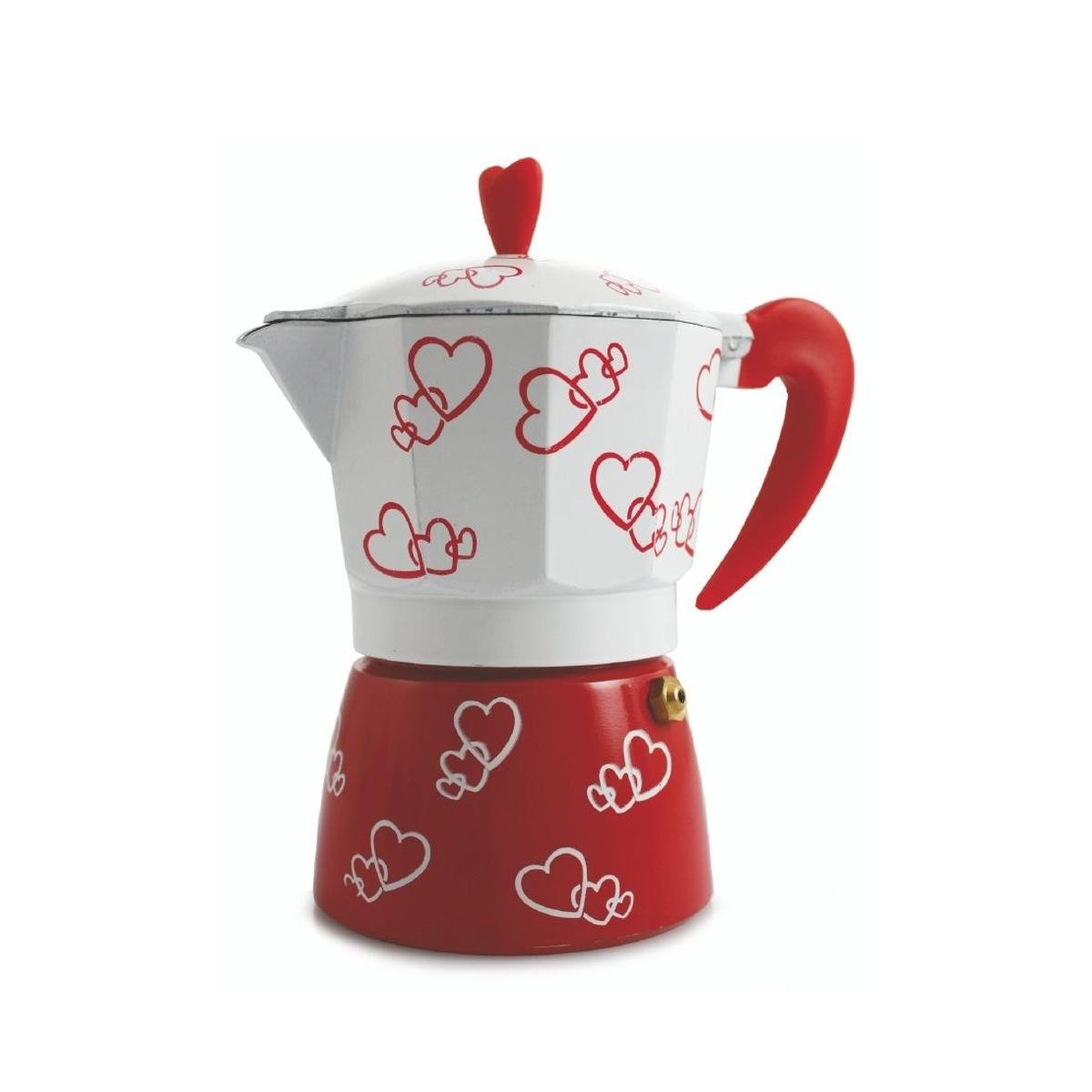 Traditionell Moka espressobryggare för 2 koppar kaffe i aluminium Cuore Kampanj Traditionell Moka espressobryggare för 2 koppar kaffe i aluminium Cuore Kampanj