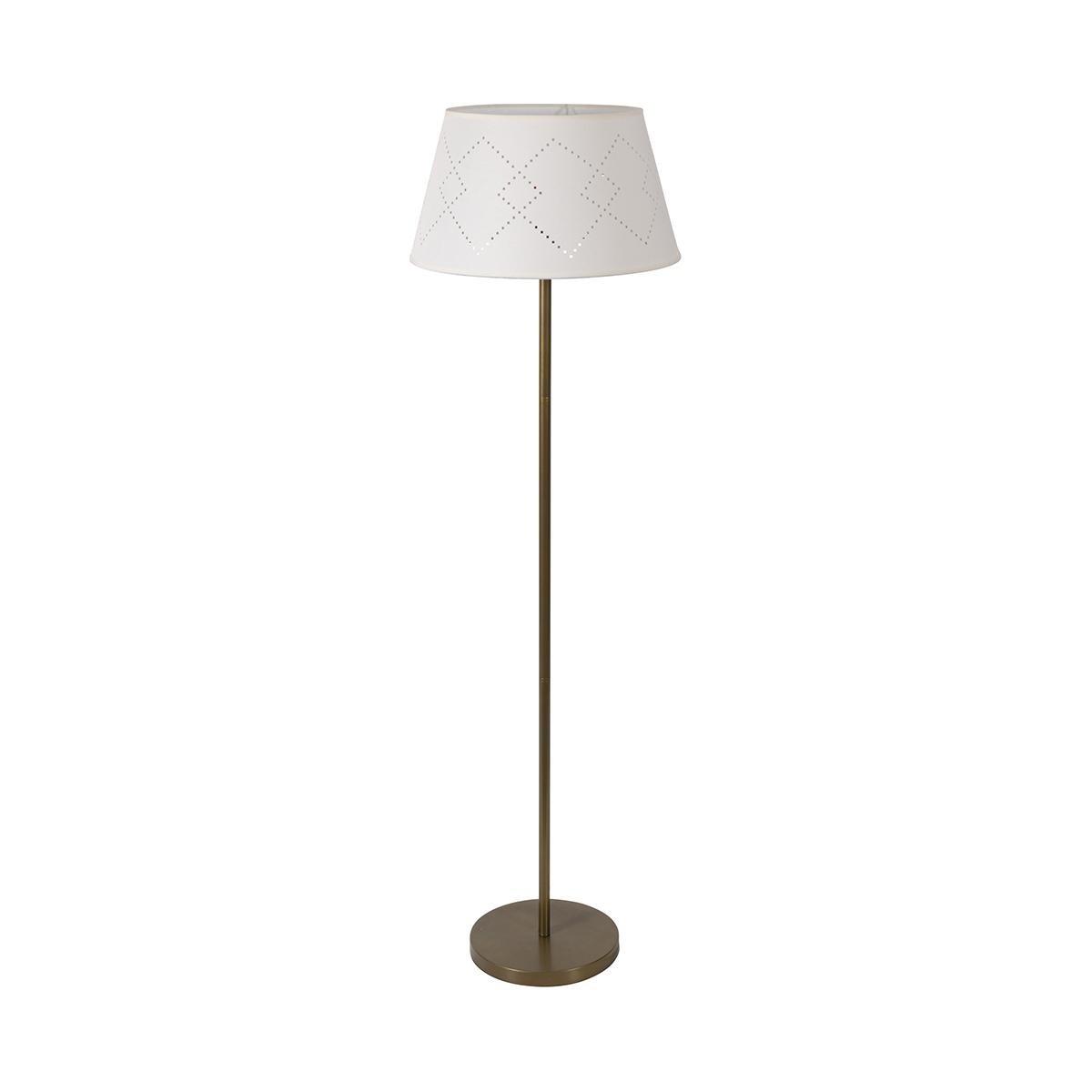 Golvlampa i borstat metall med vit lampskärm Kirosh Kampanj Golvlampa i borstat metall med vit lampskärm Kirosh Kampanj