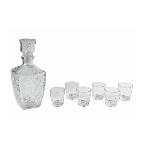 Set i glas för likörflaska + 6 glas Diamante Kampanj