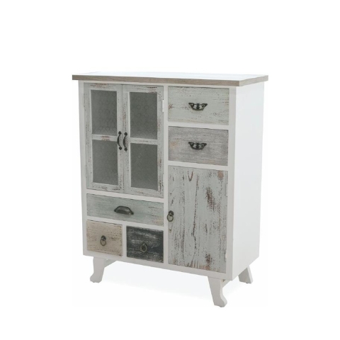Shabby chic träbyrå med 5 lådor och 3 dörrar Decapé Kampanj