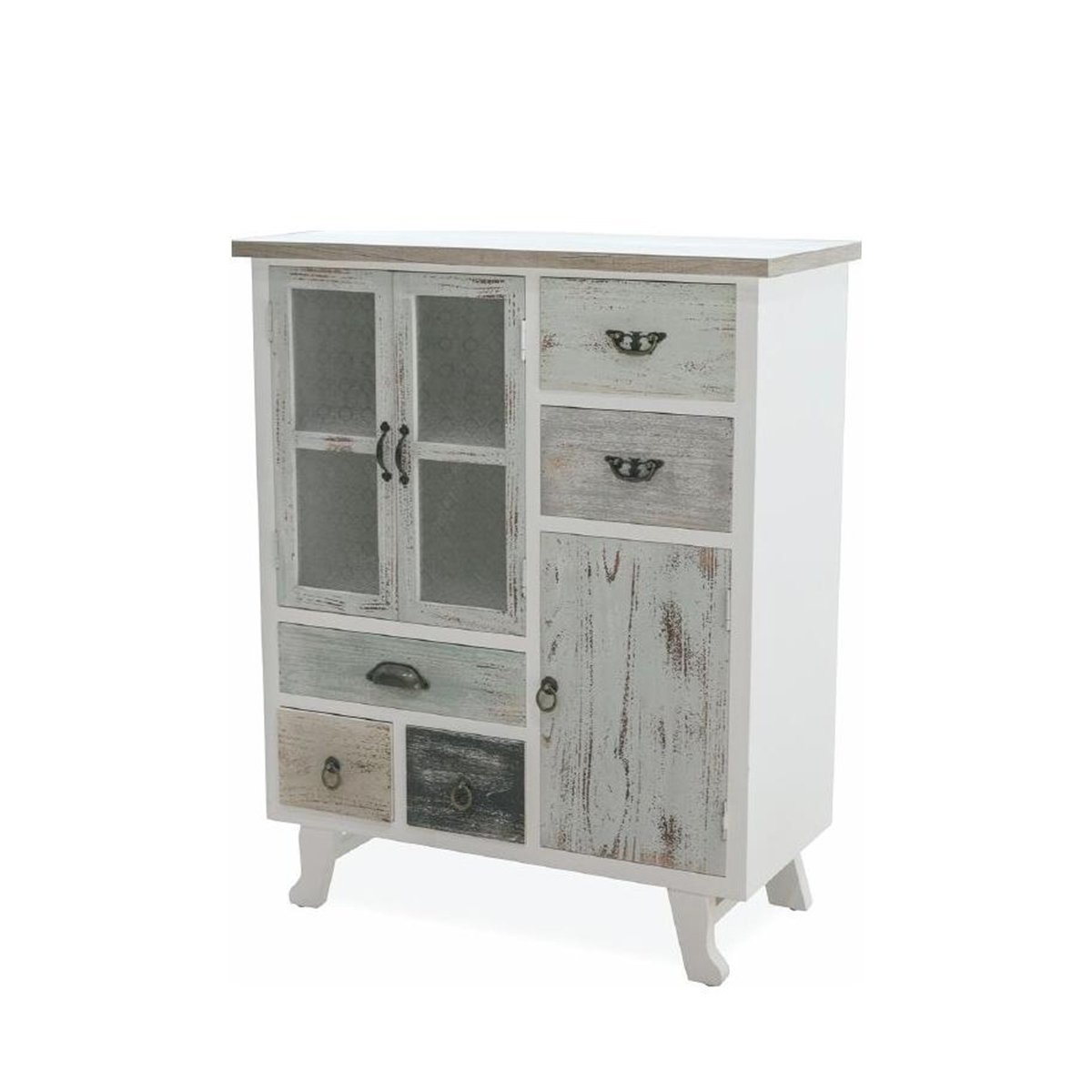 Shabby chic träbyrå med 5 lådor och 3 dörrar Decapé Kampanj Shabby chic träbyrå med 5 lådor och 3 dörrar Decapé Kampanj