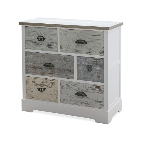 Shabby chic byrå i trä med 6 lådor 77x35x77 cm Decapé Kampanj