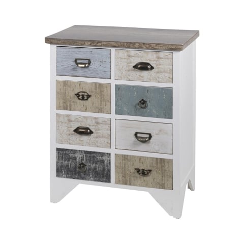 Mobil byrå shabby chic i trä med 8 lådor 65x37x81cm Sardinia Kampanj