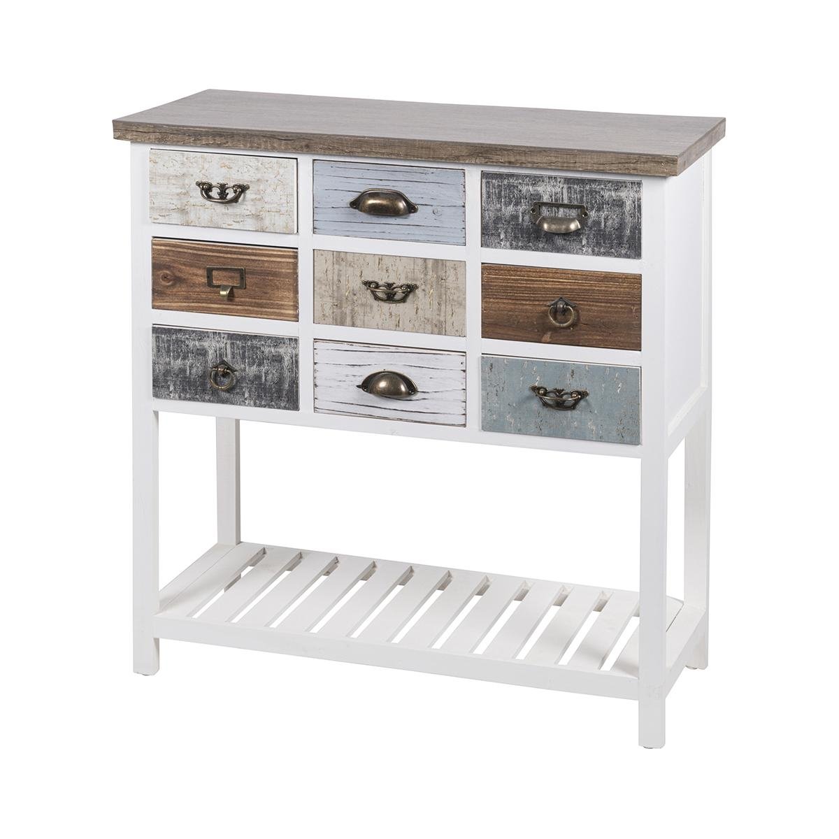 Shabby chic träkonsol med 9 lådor 80x32,5x82cm Sardinia Kampanj Shabby chic träkonsol med 9 lådor 80x32,5x82cm Sardinia Kampanj