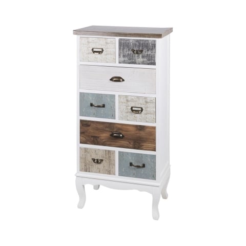 Hög träbyrå med 8 lådor 58x35x123 cm shabby chic Sardinia Kampanj