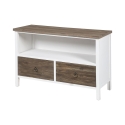 Shabby chic TV-bänk i trä med 2 lådor Terosk Kampanj