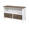 Shabby chic TV-bänk i trä med 2 lådor Terosk Erbjudande