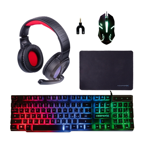 Gaming Combo 5-i-1 tangentbord hörlurar mus musmatta och adapter Milao Kampanj