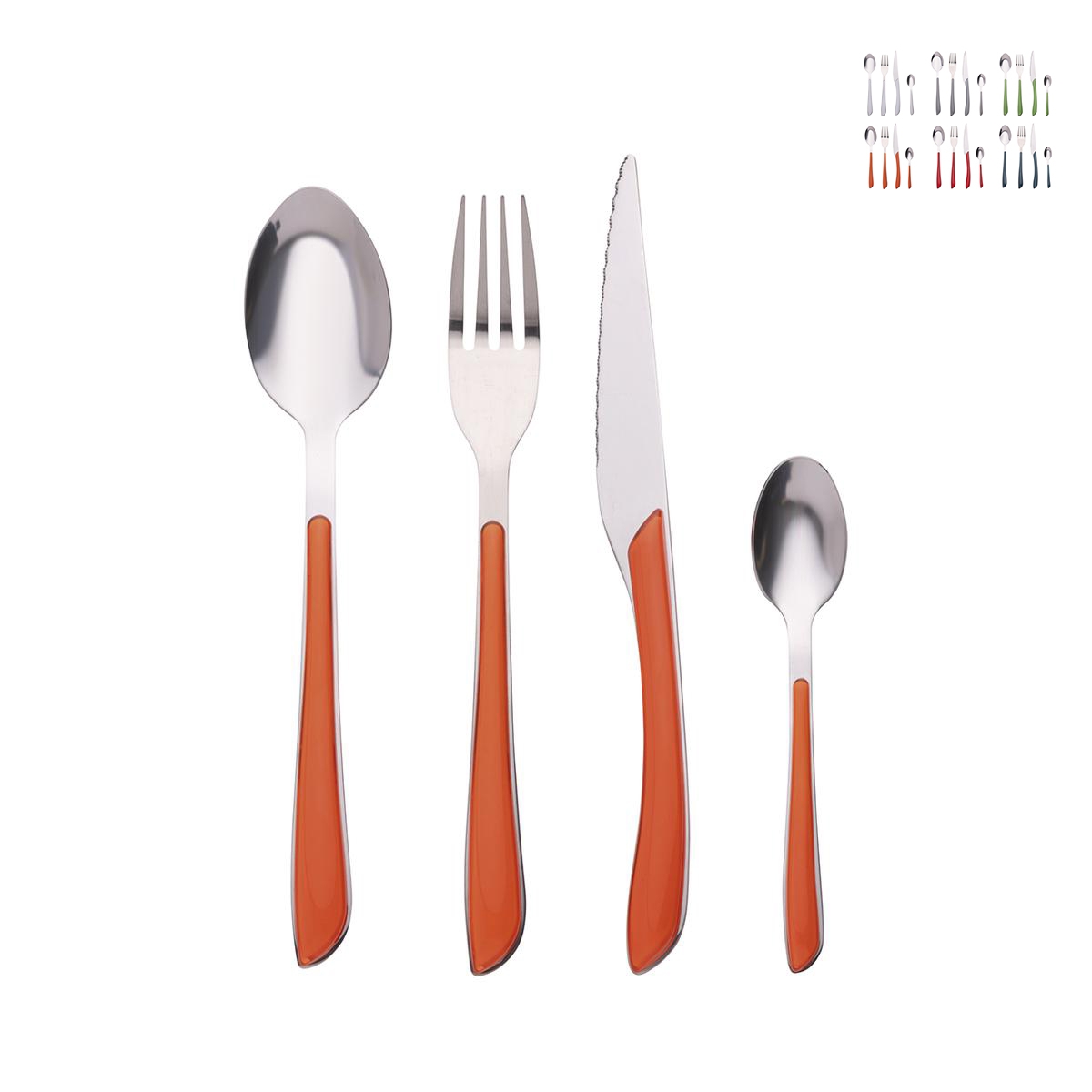 Set med 24 bestick i rostfritt stål med färgat handtag Louvre Kampanj Set med 24 bestick i rostfritt stål med färgat handtag Louvre Kampanj