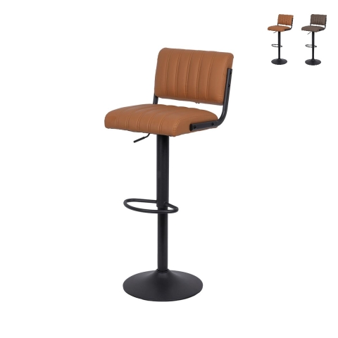 Set med 2 Teyama barstolar i konstläder, industriell stil, snurrfunktion Kampanj