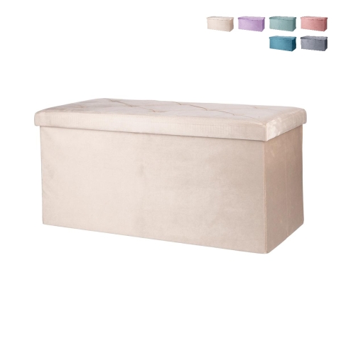 Förvaringsbänk i sammetseffekt 76x37,5x38cm Makino Kampanj