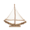 Träskulptur segelbåt med tygnät 45x45x7 cm Enok Rabatter