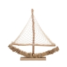 Träskulptur segelbåt med tygnät 45x45x7 cm Enok Rabatter