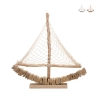 Träskulptur segelbåt med tygnät 45x45x7 cm Enok Kampanj