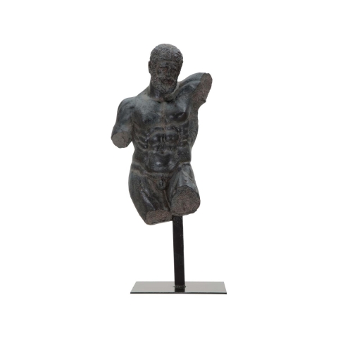 Svart resinbyst av man, skulptur Ercole Kampanj