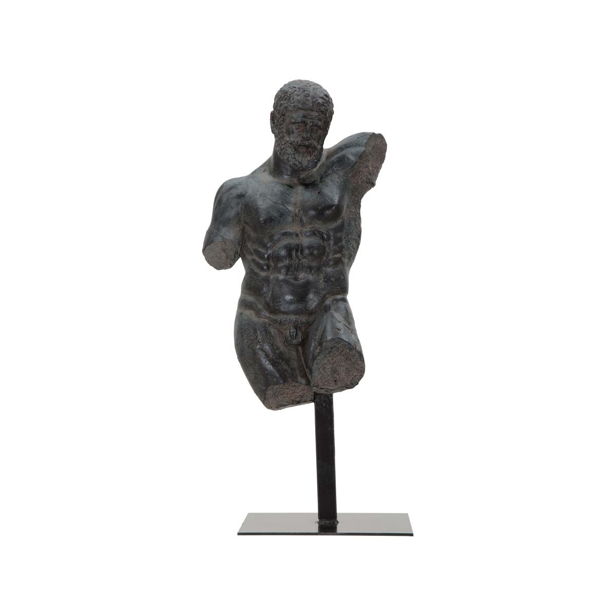 Svart resinbyst av man, skulptur Ercole Kampanj
