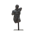 Svart resinbyst av man, skulptur Ercole Kampanj