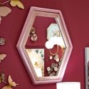 Modernt hexagonalt väggspegel med rosa sammetsram Tony Försäljning