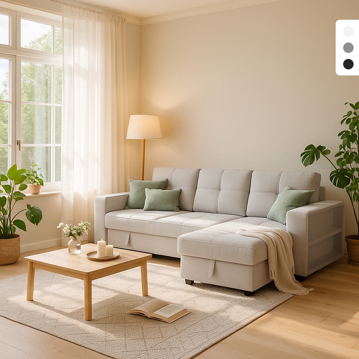 Soffa med sovplats för 3 personer och förvaringsplats med USB-C, bokhylla Civis Bestånd Soffa med sovplats för 3 personer och förvaringsplats med USB-C, bokhylla Civis Bestånd